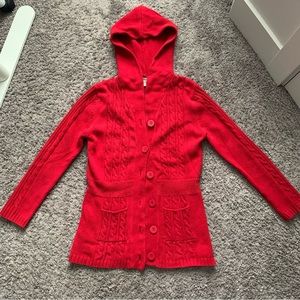 Maurices Red Hooded Cardigan Sweater